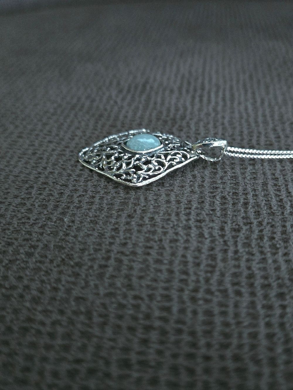 Noa Zuman Silver🤍 Square Scroll📜 with Amazonite Pendant Necklace - NWT - Picture 14 of 16
